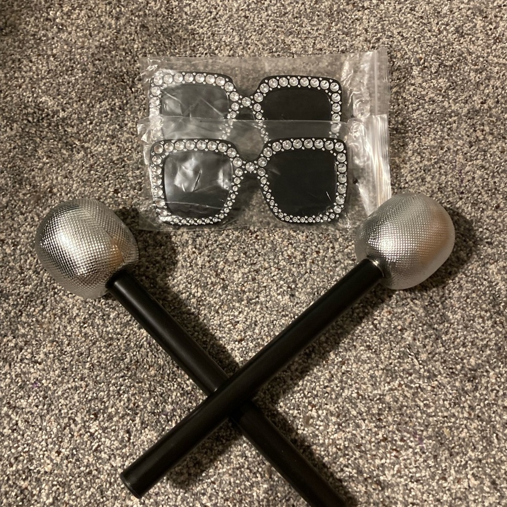 Disco Sunglasses & Microphone Props- 2 of each